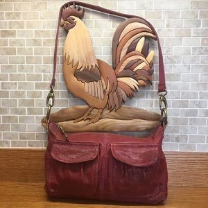 Fossil Shoulder Bag deep pink magenta Leather